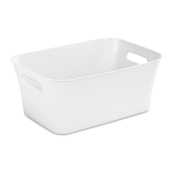 Mainstays Medium Open Plastic Storage Bin with Handles, White