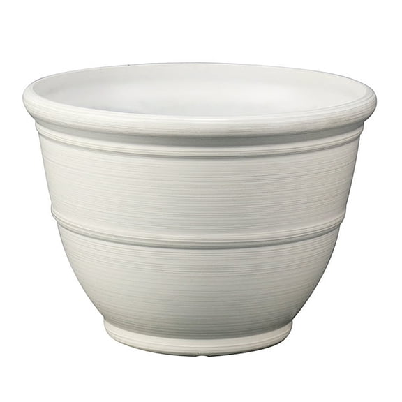 Mainstays Ferenza Round Planter, 14 in D x 10 in H, White, Recycled Resin