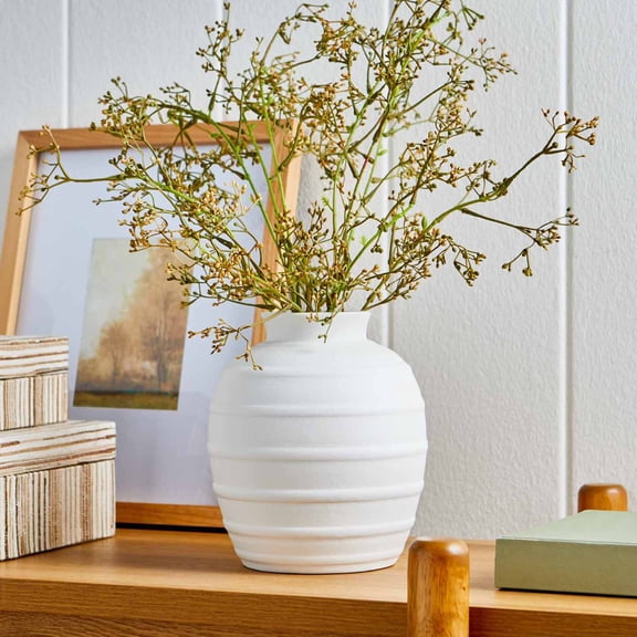 Better Homes & Gardens Ribbed Ceramic Vase — White