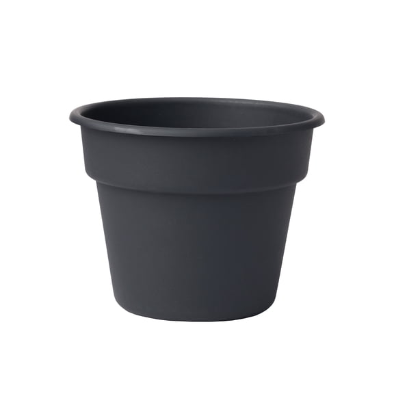 Mainstays 12 Inch Flint Resin Planter in Rich Black with Pre-Drilled Drainage