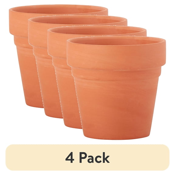 Plaid 4-Inch Terra Cotta Flower Pots — 4 Pack
