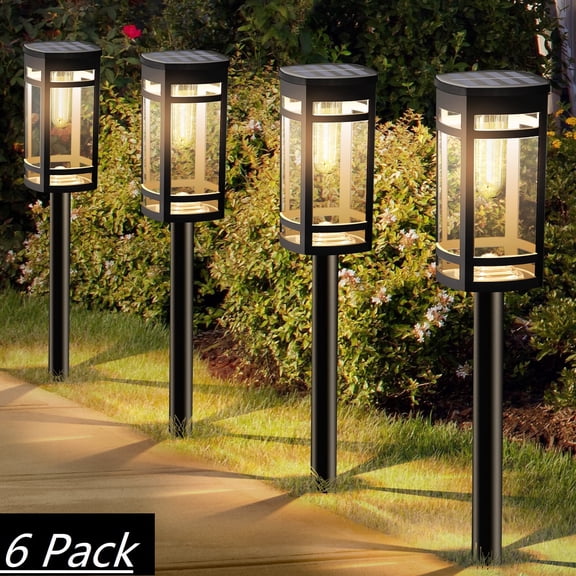 Warm-White Solar Garden Pathway Lights — 6 Pack