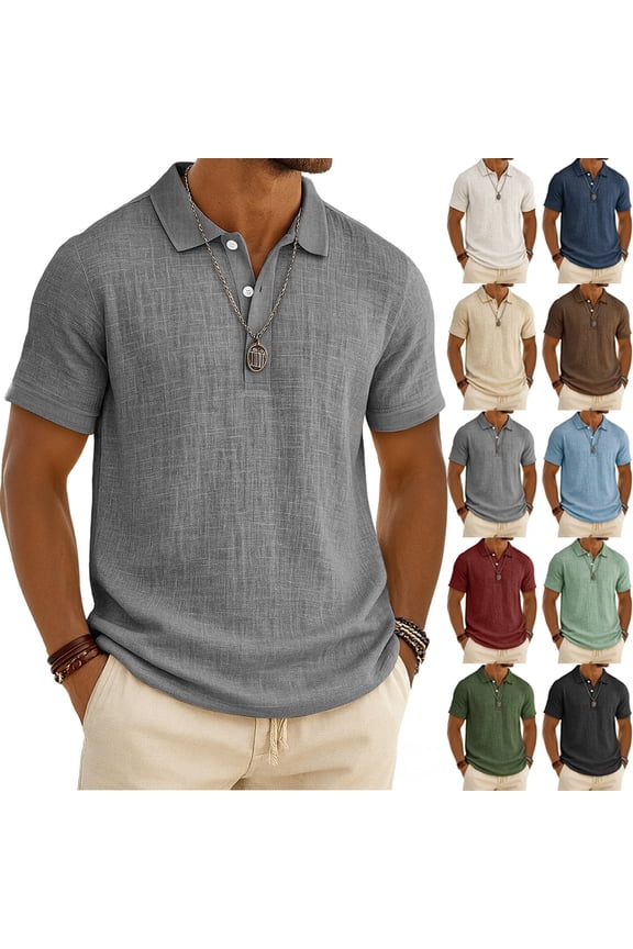 Hearthz Short-Sleeve Collared Button-Up Shirt