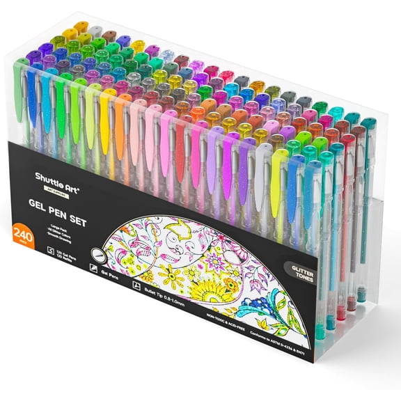 Shuttle Art Glitter Gel Pens and Refills — 240 Pieces
