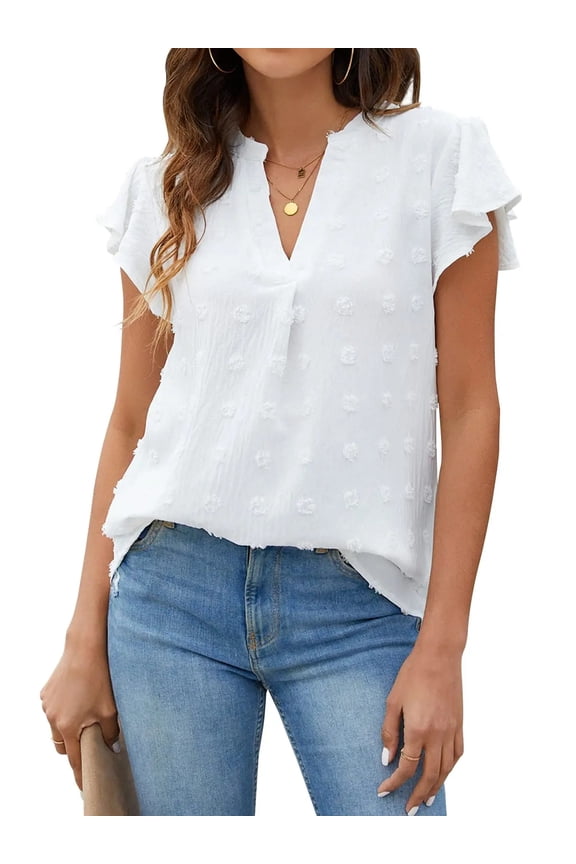 Women's V-Neck Ruffle-Sleeve Blouse